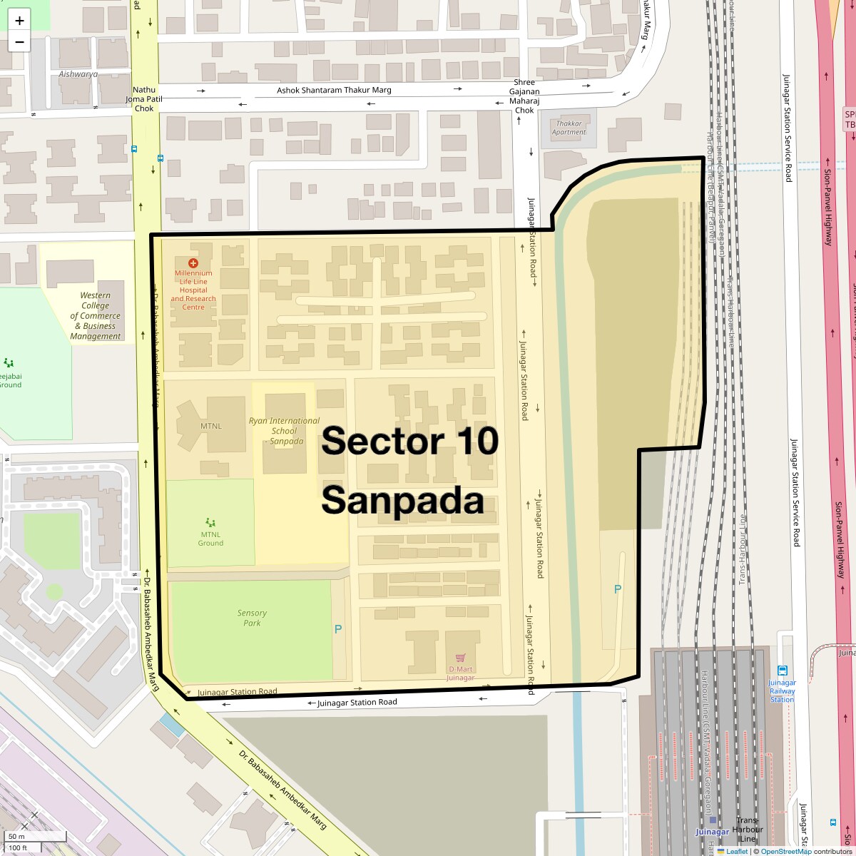 Location Map of Sector 10 Sanpada, Navi Mumbai