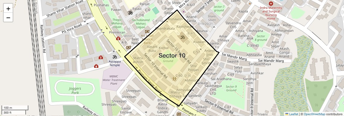 Location Map of Sector 10, Thane