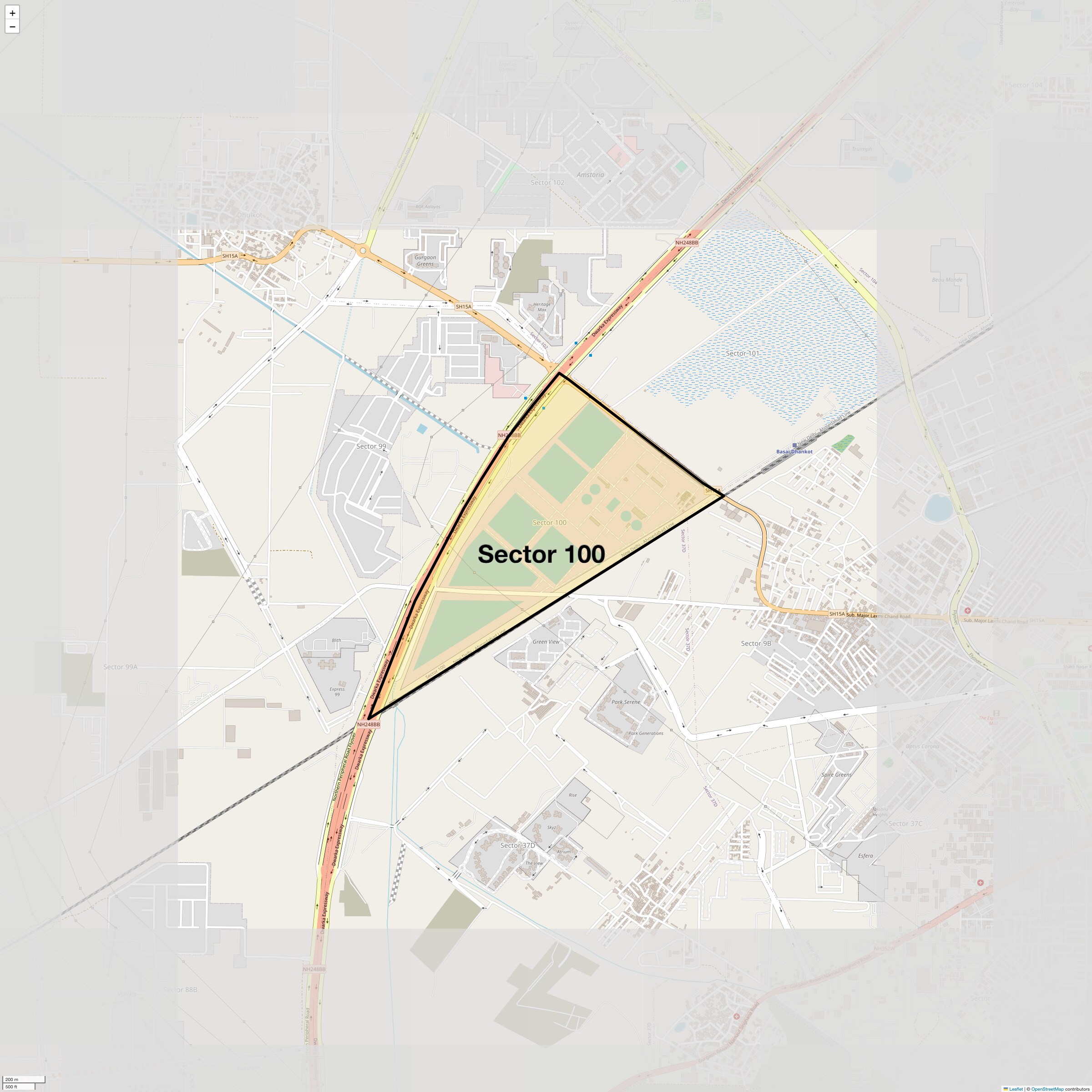 Location Map of Sector 100, Gurgaon