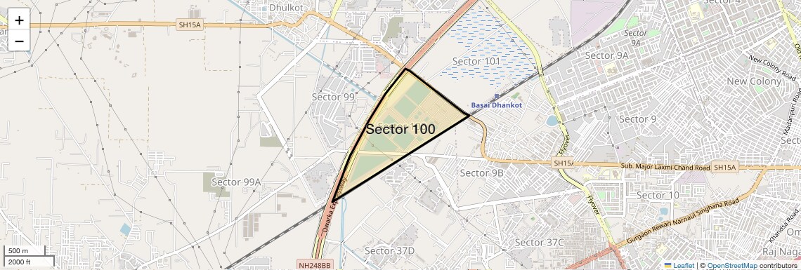 Location Map of Sector 100, Gurgaon