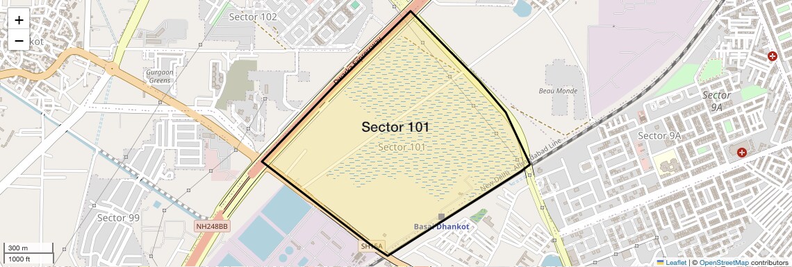 Location Map of Sector 101, Gurgaon