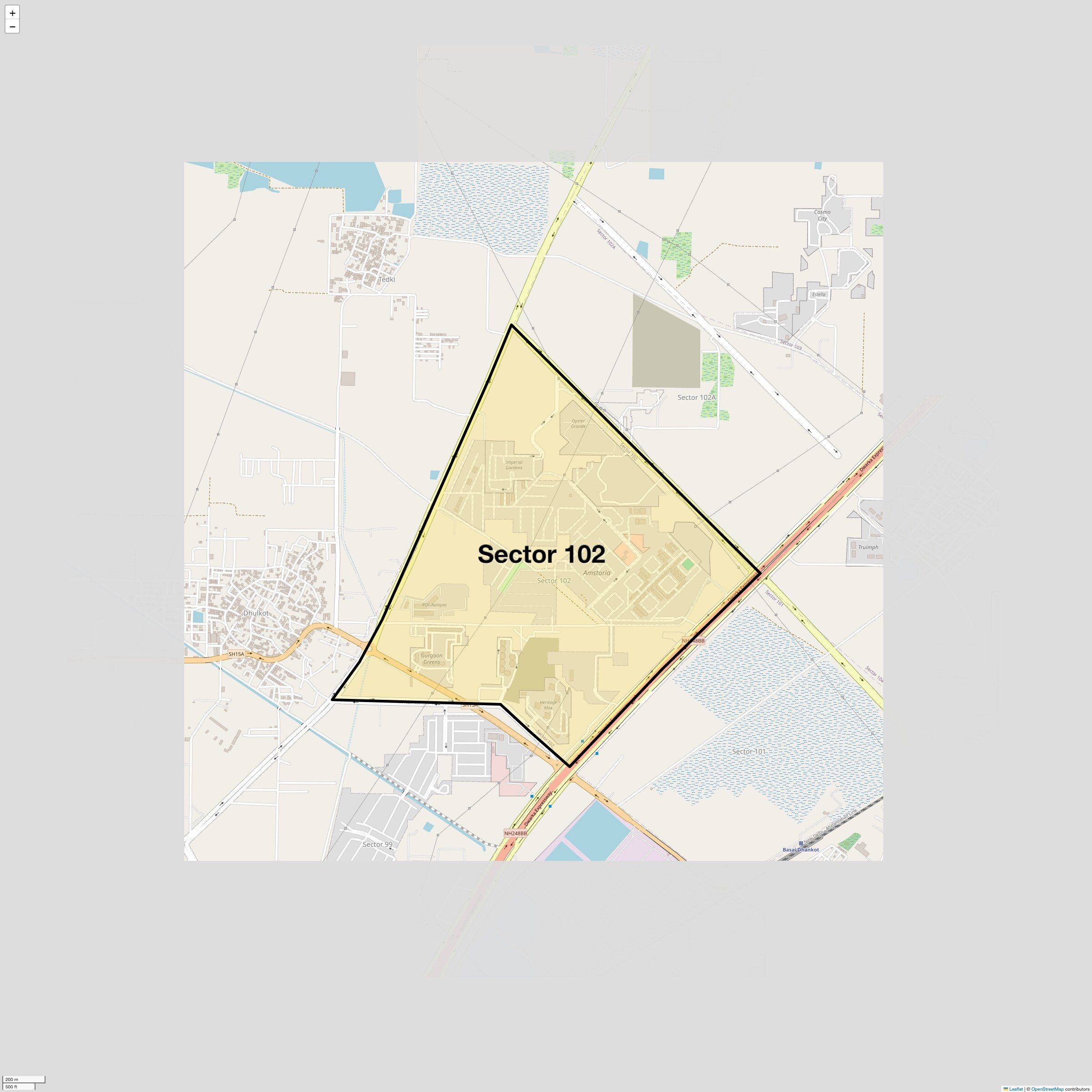 Location Map of Sector 102, Gurgaon