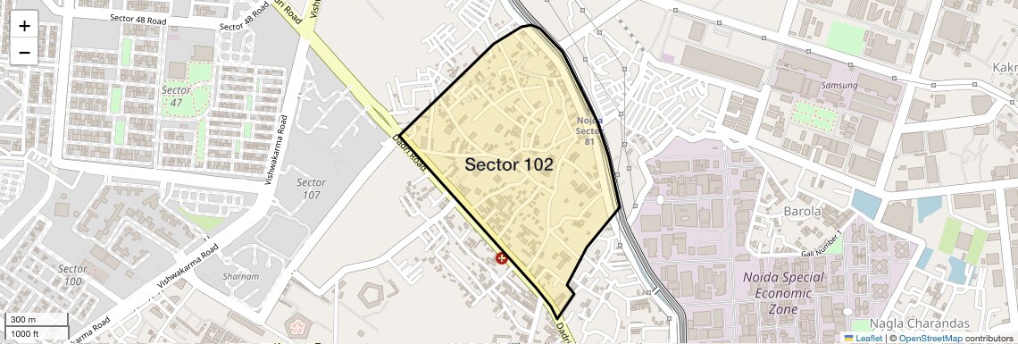 Location Map of Sector 102, Noida