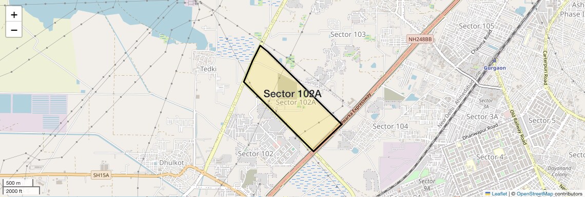 Location Map of Sector 102A, Gurgaon