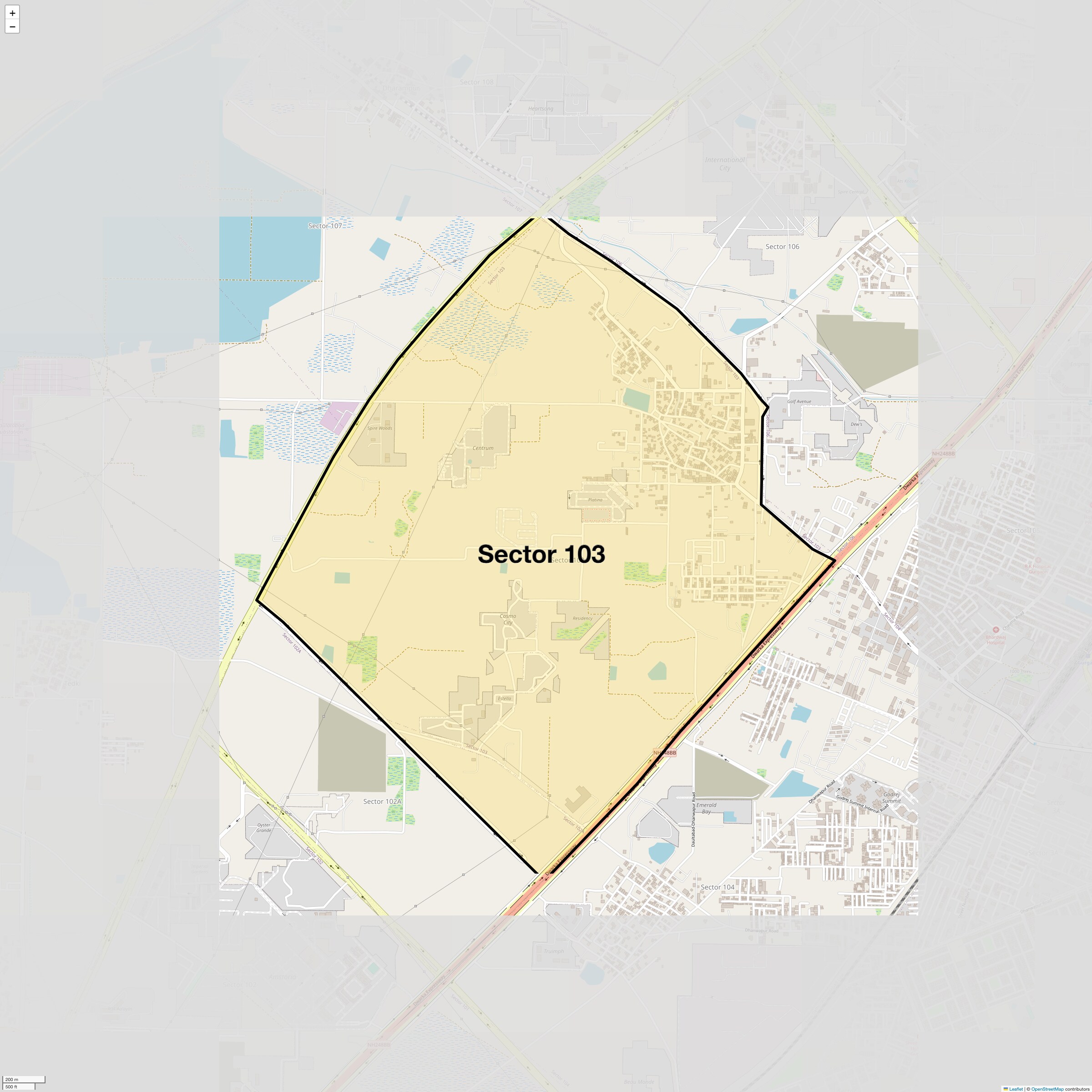 Location Map of Sector 103, Gurgaon