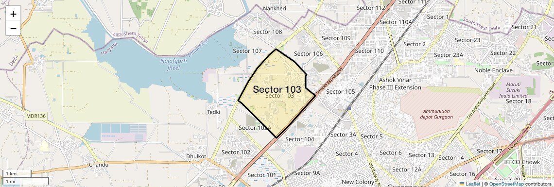 Location Map of Sector 103, Gurgaon