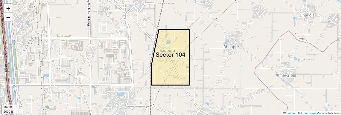 Location Map of Sector 104, Faridabad