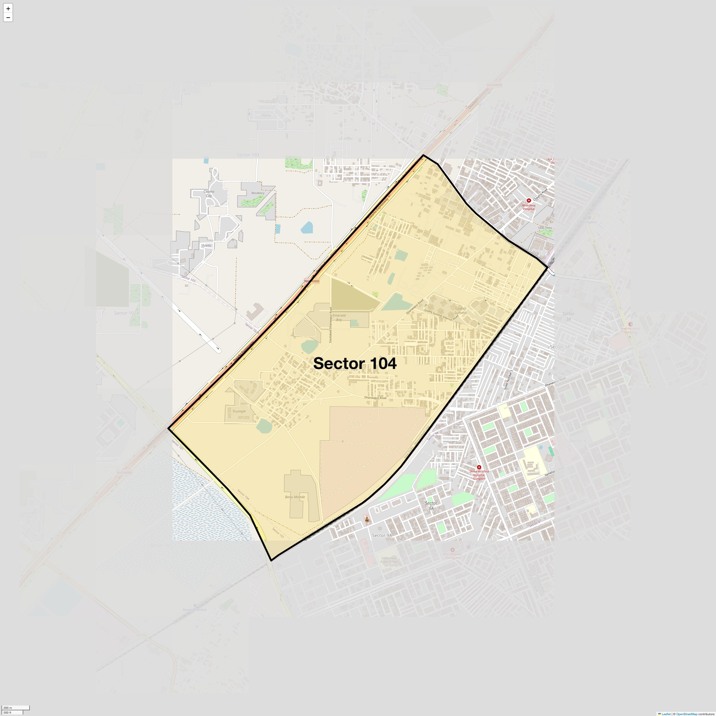 Location Map of Sector 104, Gurgaon