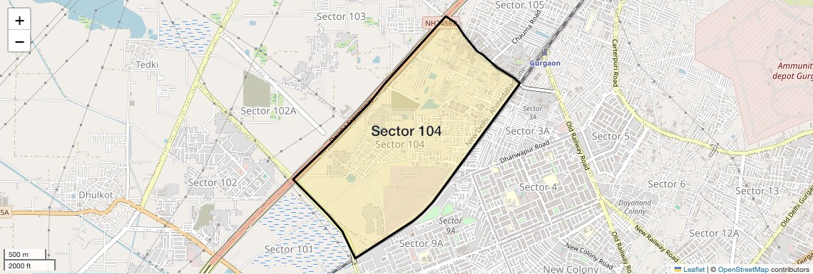 Location Map of Sector 104, Gurgaon