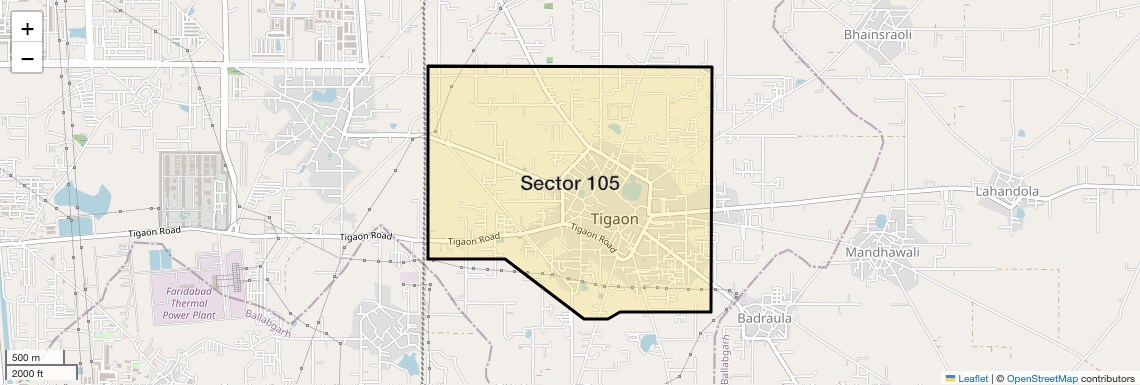 Location Map of Sector 105, Faridabad
