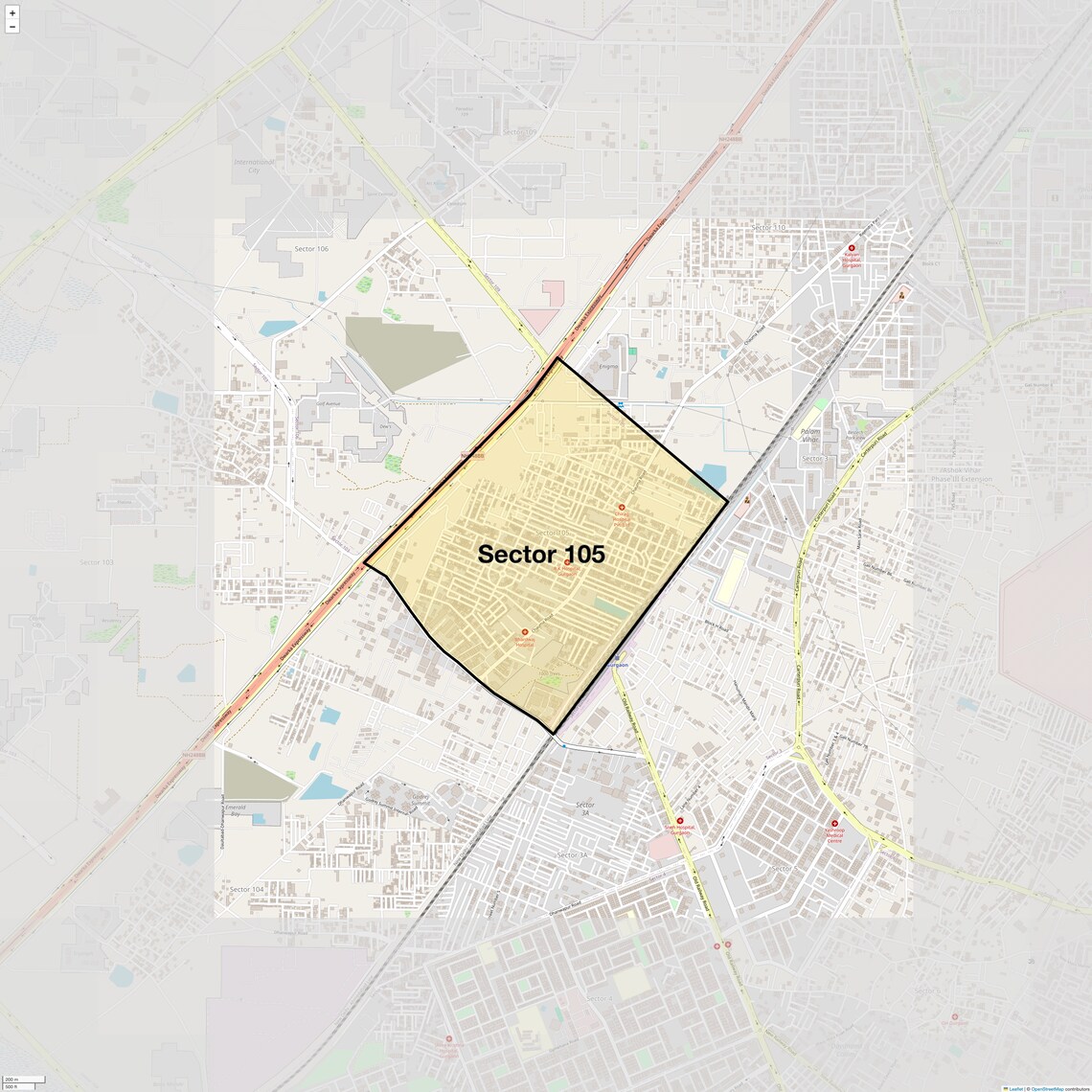 Location Map of Sector 105, Gurgaon