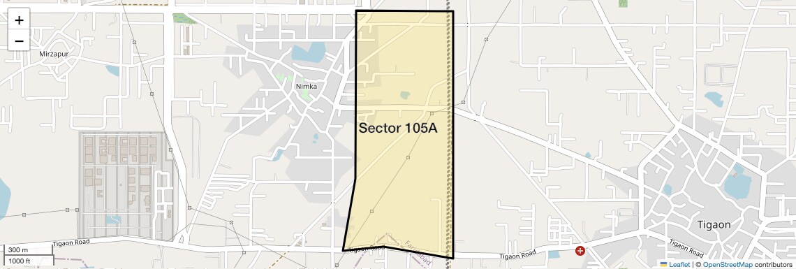 Location Map of Sector 105A, Faridabad