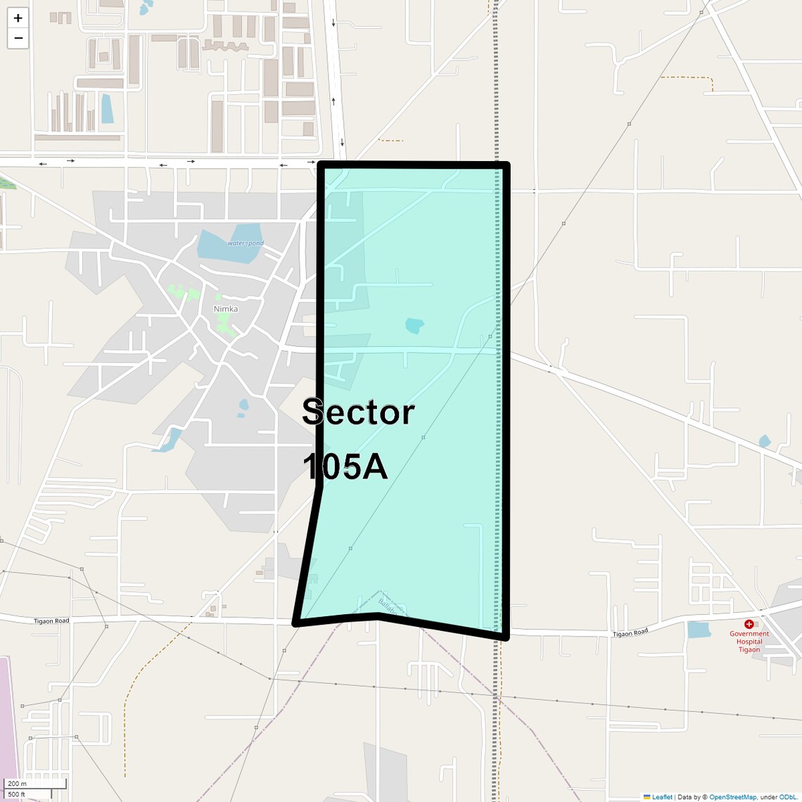 Location Map of Sector 105a, Faridabad