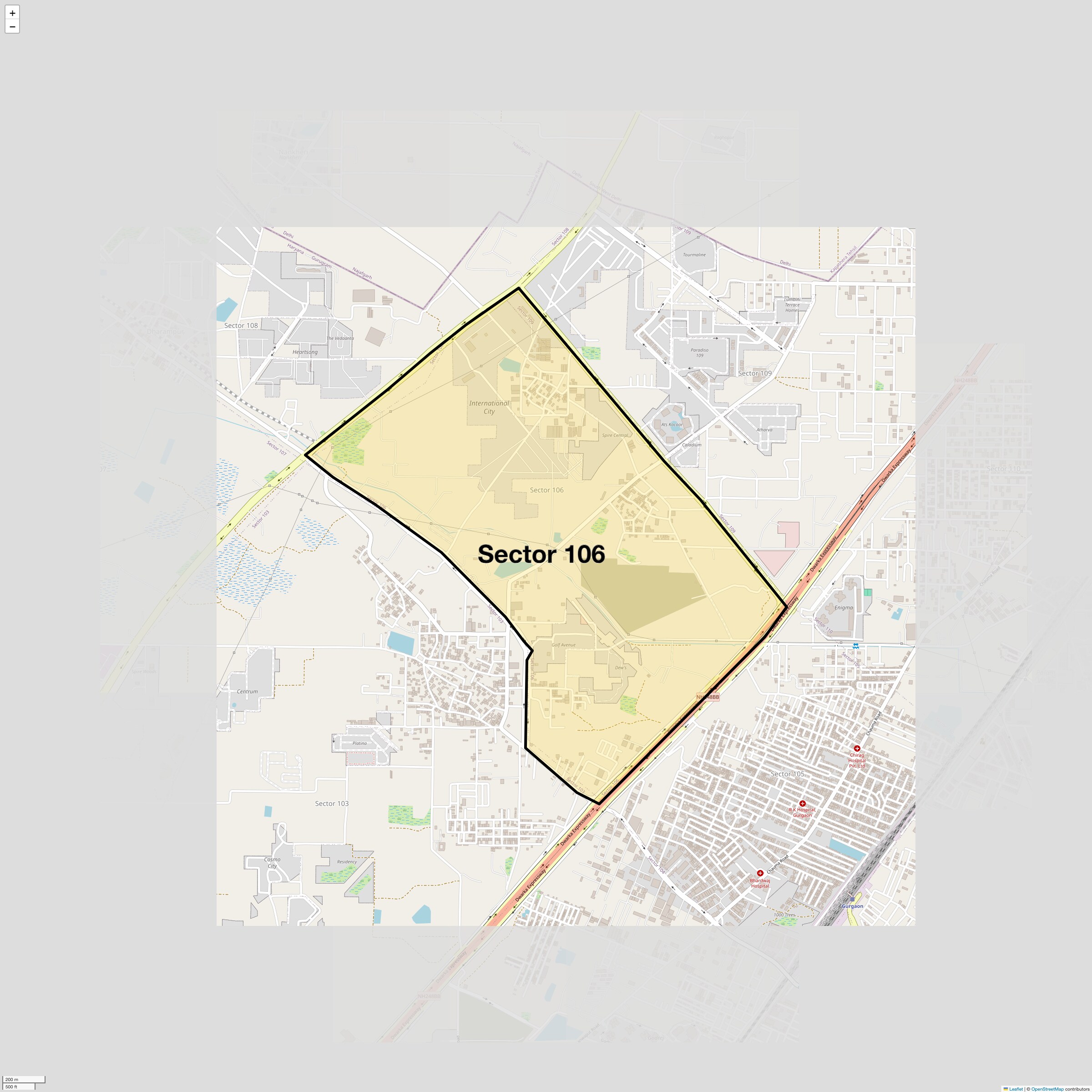 Location Map of Sector 106, Gurgaon