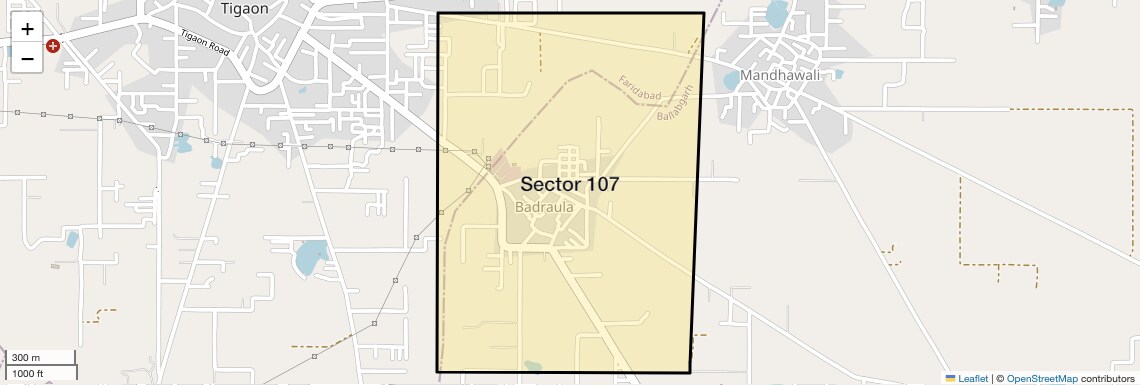 Location Map of Sector 107, Faridabad