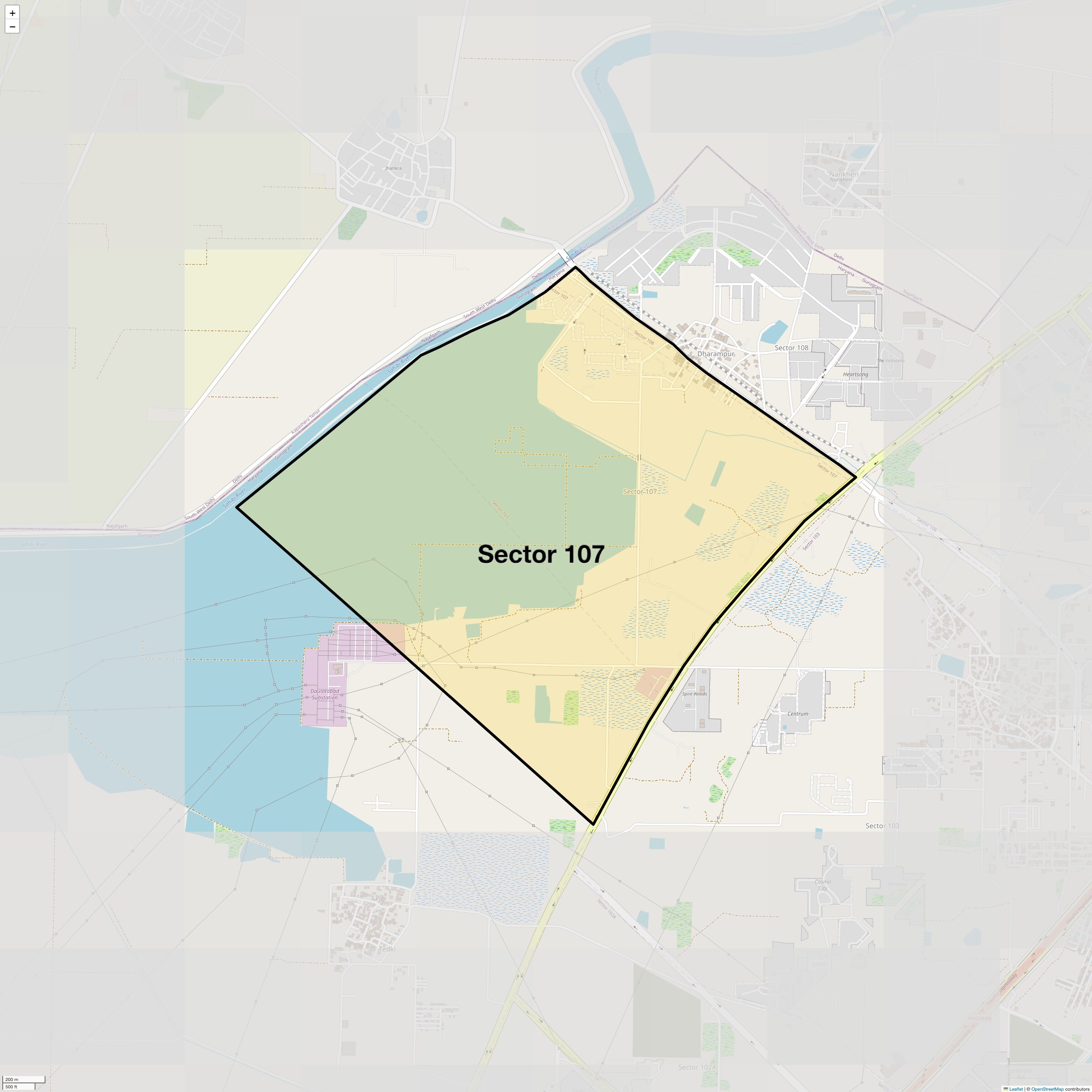 Location Map of Sector 107, Gurgaon