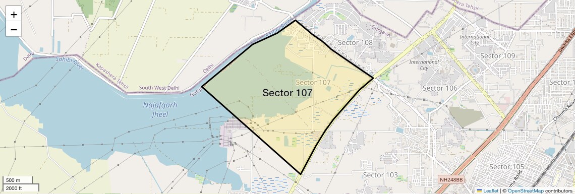 Location Map of Sector 107, Gurgaon