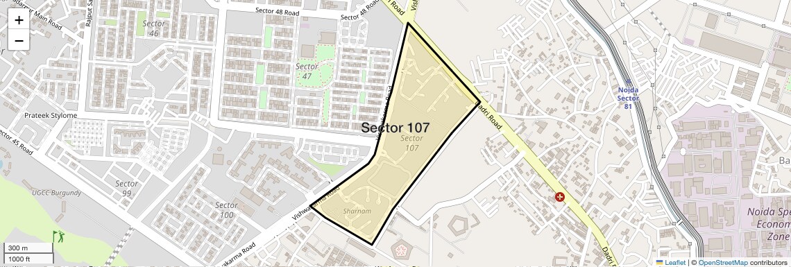 Location Map of Sector 107, Noida
