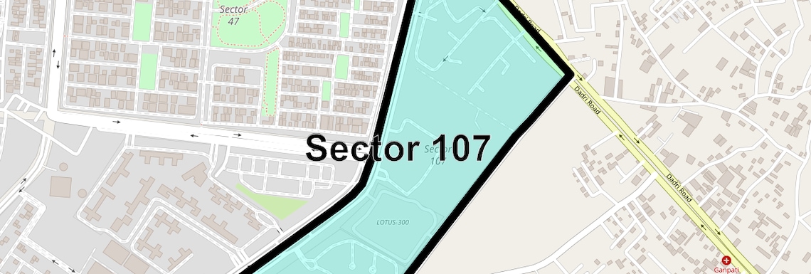 Location Map of Sector 107, Noida
