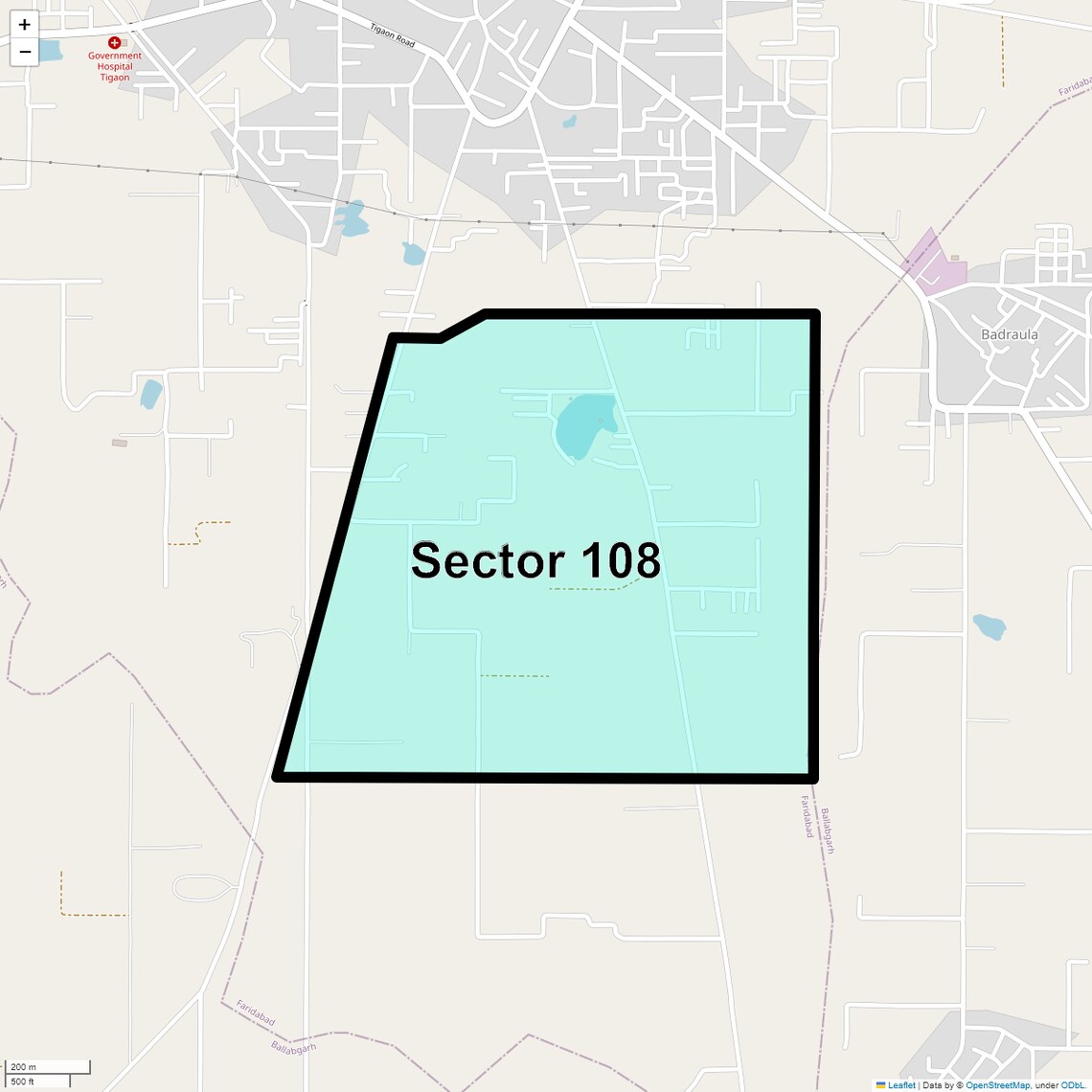 Location Map of Sector 108, Faridabad