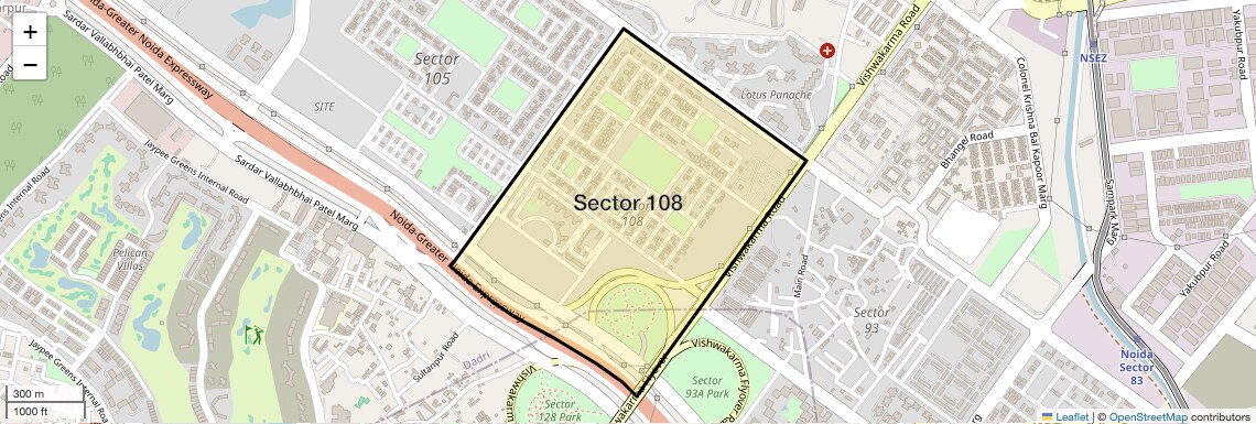 Location Map of Sector 108, Noida