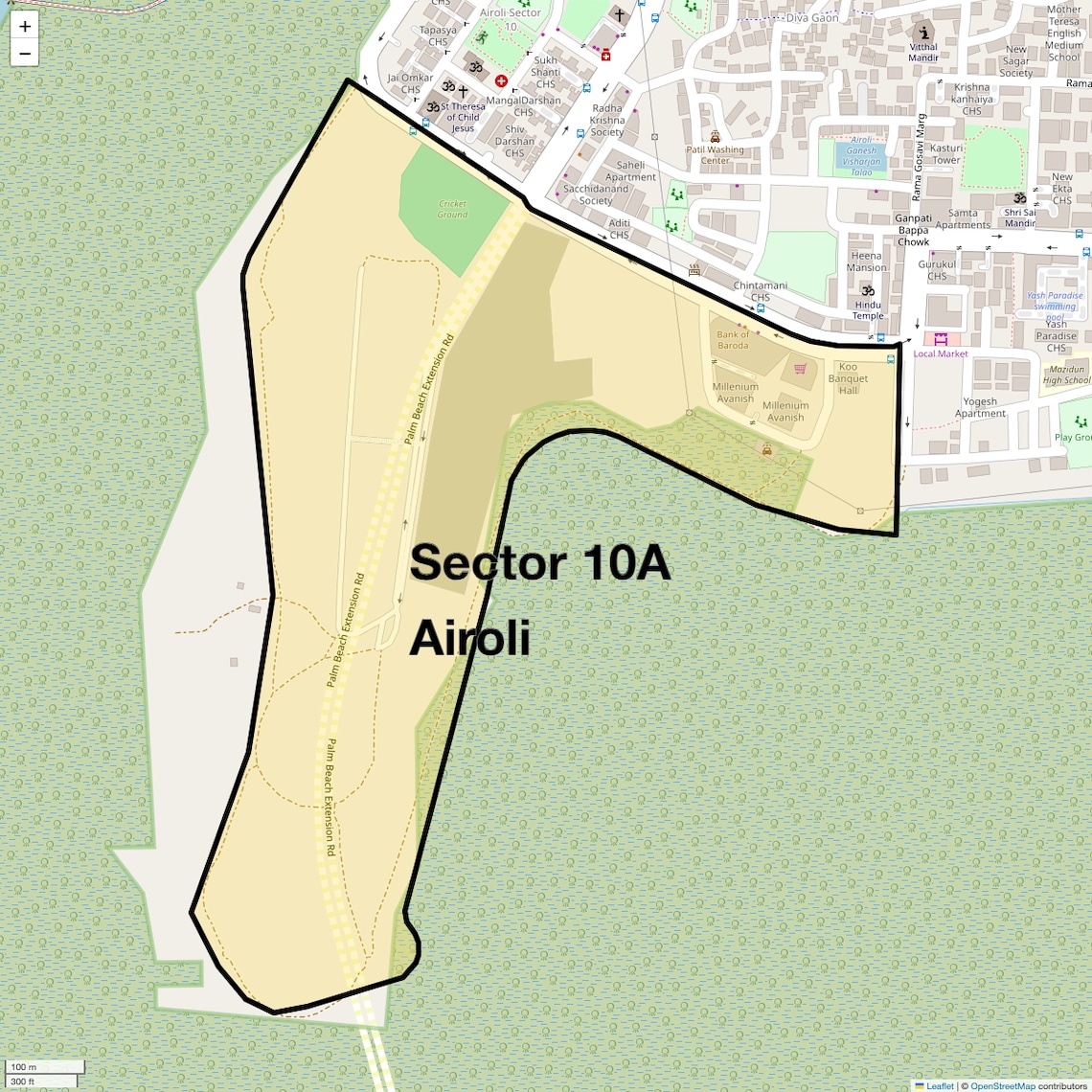 Location Map of Sector 10A Airoli, Navi Mumbai