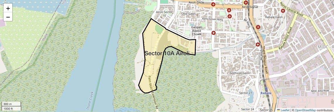 Location Map of Sector 10A Airoli, Navi Mumbai