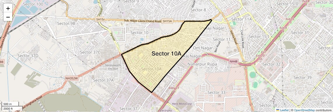 Location Map of Sector 10A, Gurgaon