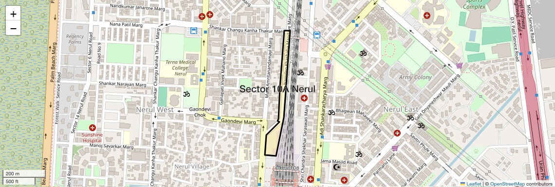 Location Map of Sector 10A Nerul, Navi Mumbai