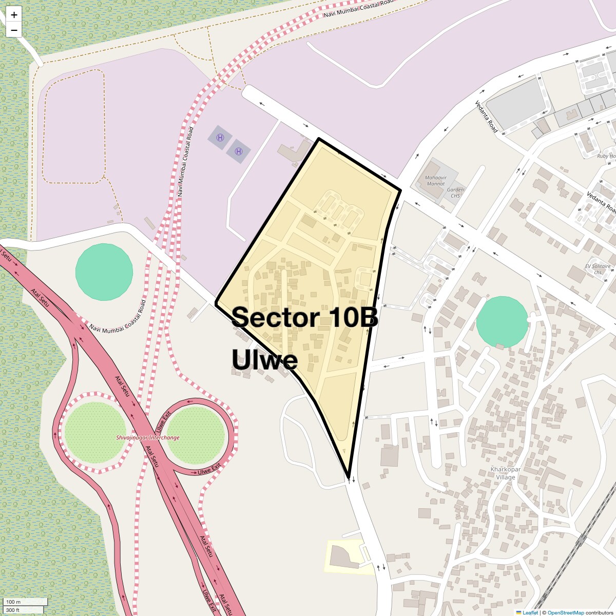 Location Map of Sector 10B Ulwe, Navi Mumbai