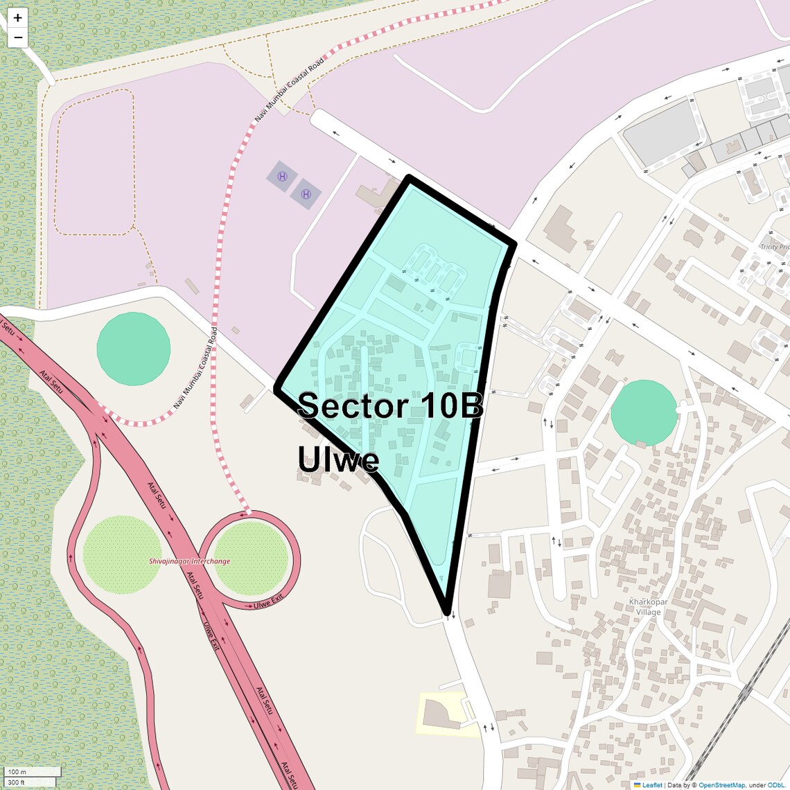 Location Map of Sector 10B Ulwe, Navi Mumbai