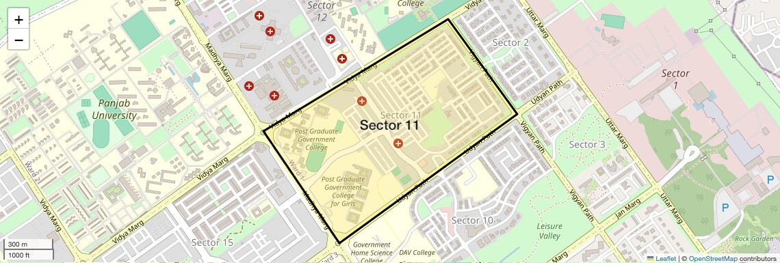 Location Map of Sector 11, Chandigarh