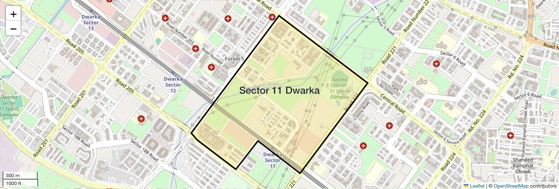 Location Map of Sector 11 Dwarka, Delhi