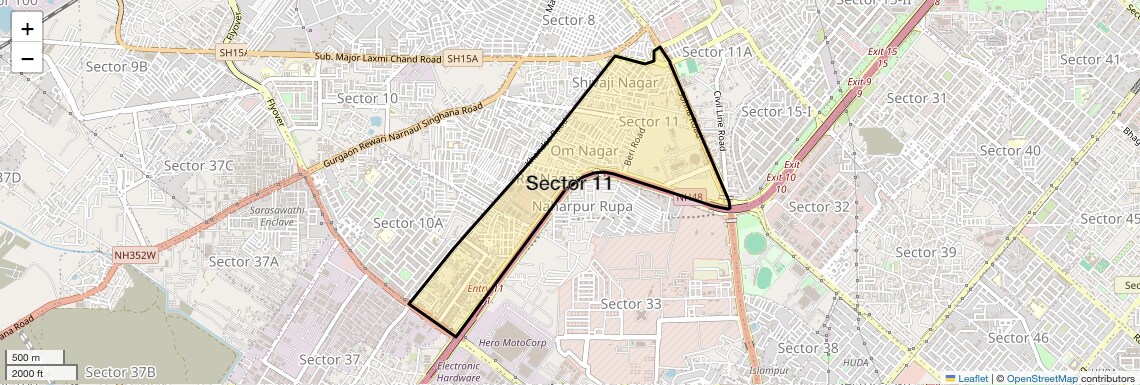 Location Map of Sector 11, Gurgaon