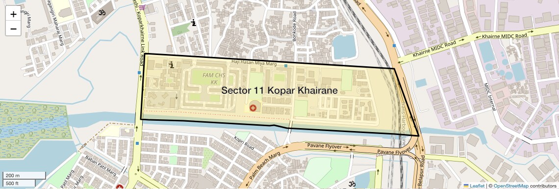 Location Map of Sector 11 Kopar Khairane, Navi Mumbai