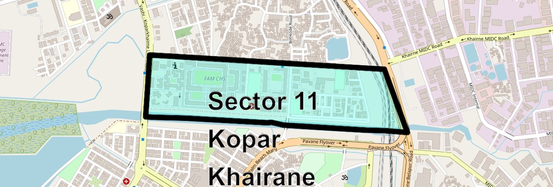 Location Map of Sector 11 Kopar Khairane, Navi Mumbai