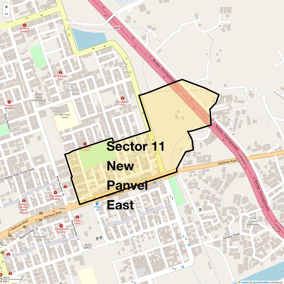 Location Map of Sector 11 New Panvel East, Navi Mumbai