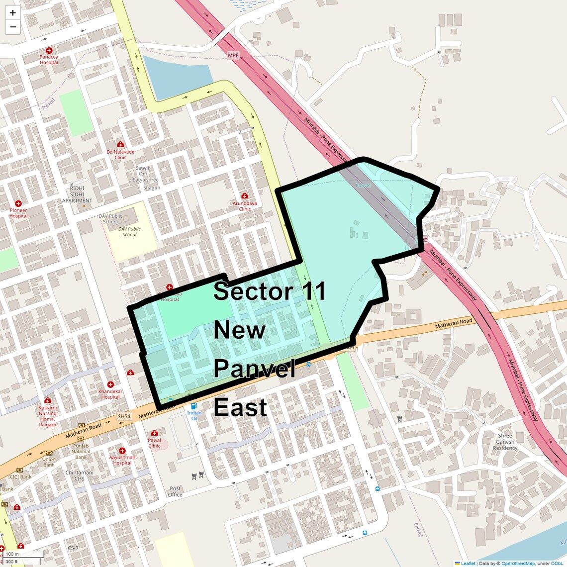 Location Map of Sector 11 New Panvel East, Navi Mumbai