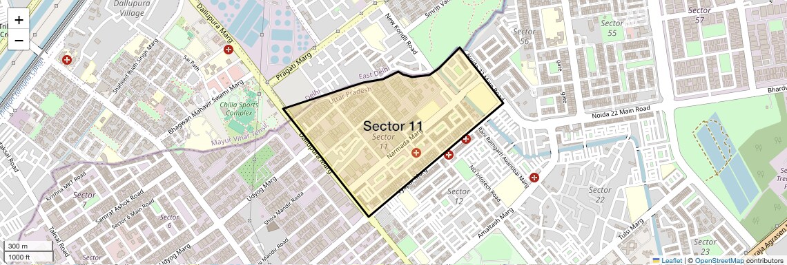 Location Map of Sector 11, Noida