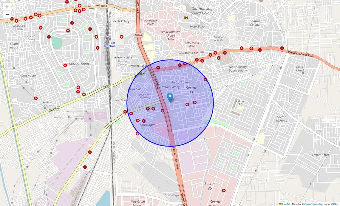 Location Map of Sector 11, Panipat