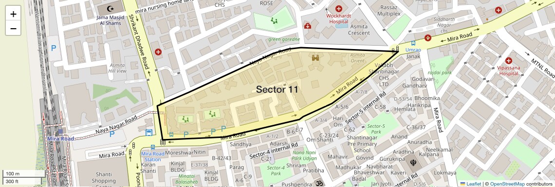 Location Map of Sector 11, Thane