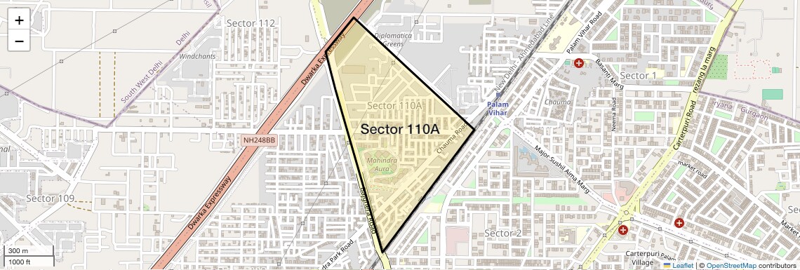 Location Map of Sector 110A, Gurgaon