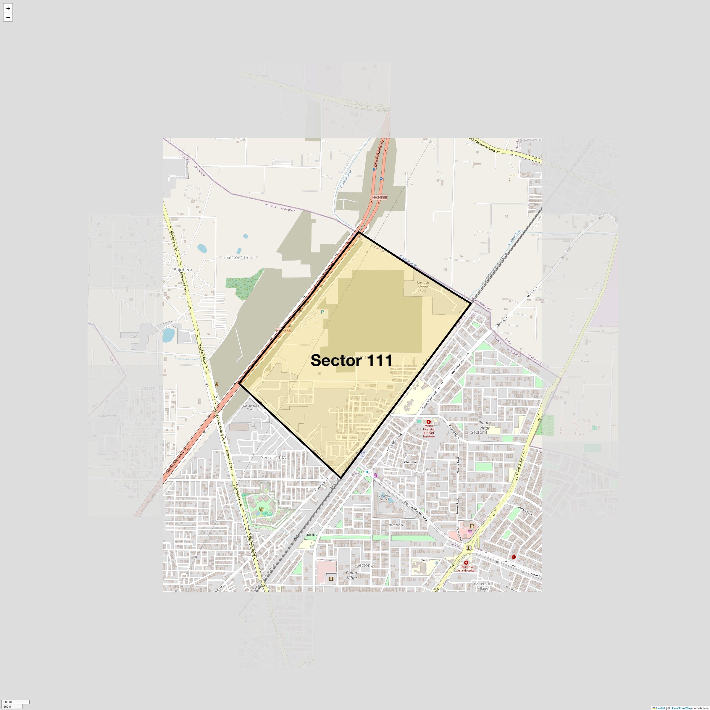 Location Map of Sector 111, Gurgaon