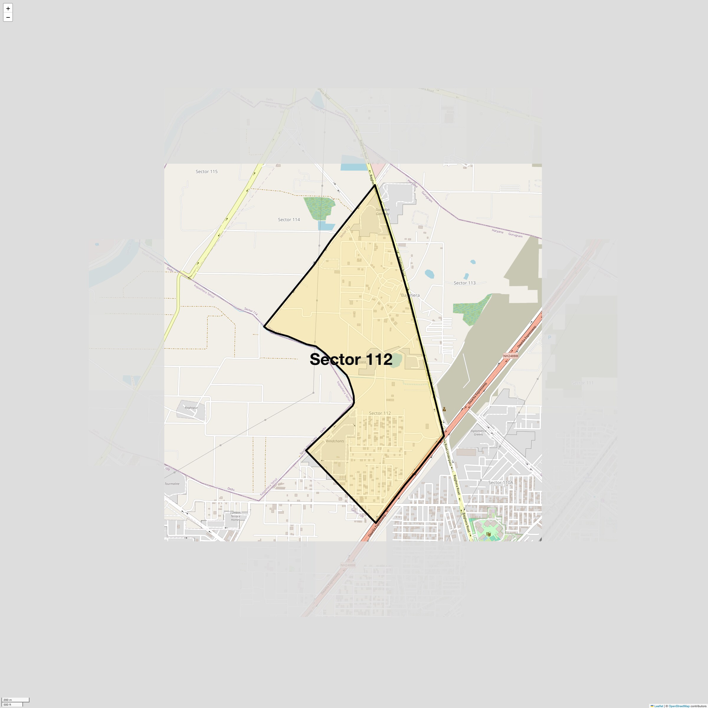 Location Map of Sector 112, Gurgaon