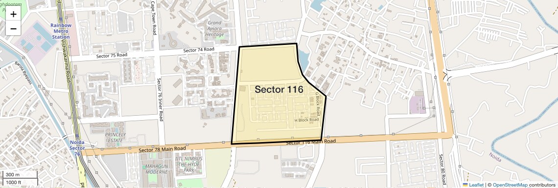 Location Map of Sector 116, Noida