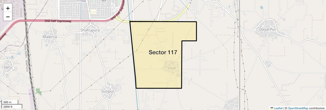 Location Map of Sector 117, Faridabad
