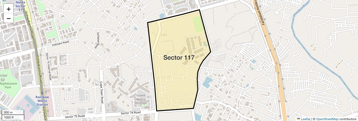 Location Map of Sector 117, Noida