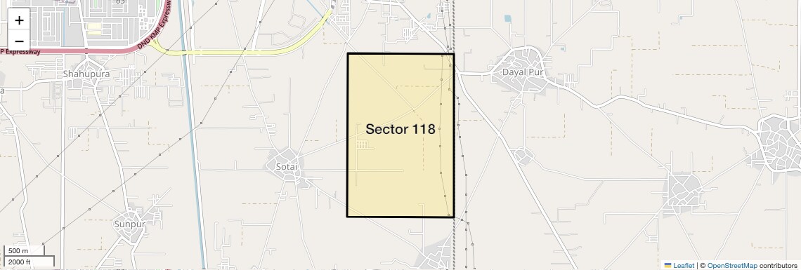 Location Map of Sector 118, Faridabad