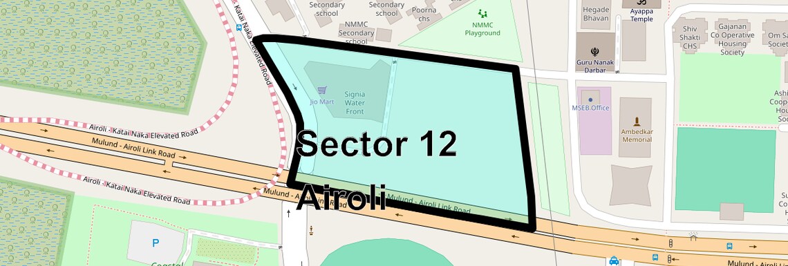 Location Map of Sector 12 Airoli, Navi Mumbai
