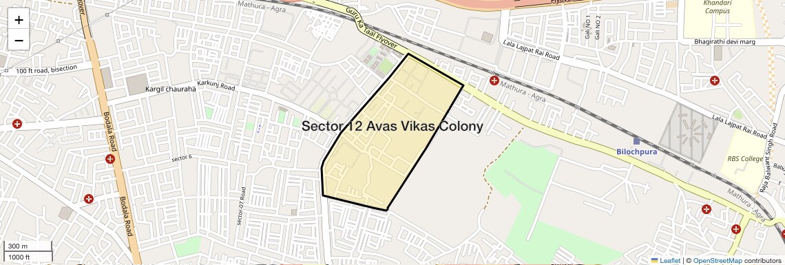 Location Map of Sector 12 Avas Vikas Colony, Agra